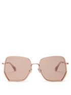 Matchesfashion.com Jimmy Choo - Aline Glitter Embellished Square Frame Sunglasses - Womens - Light Brown