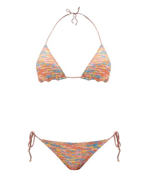 Ladies Beachwear Missoni Mare - Zigzag-jacquard Bikini - Womens - Orange Multi