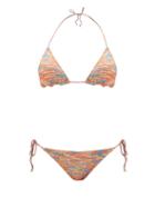 Ladies Beachwear Missoni Mare - Zigzag-jacquard Bikini - Womens - Orange Multi