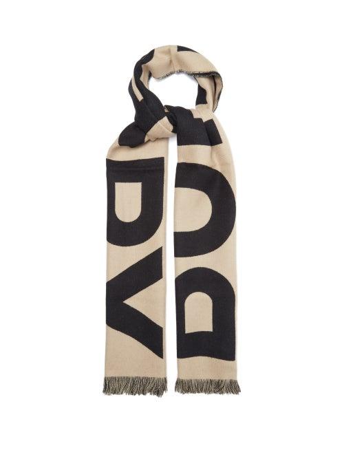 Burberry - Logo-jacquard Wool Scarf - Womens - Beige