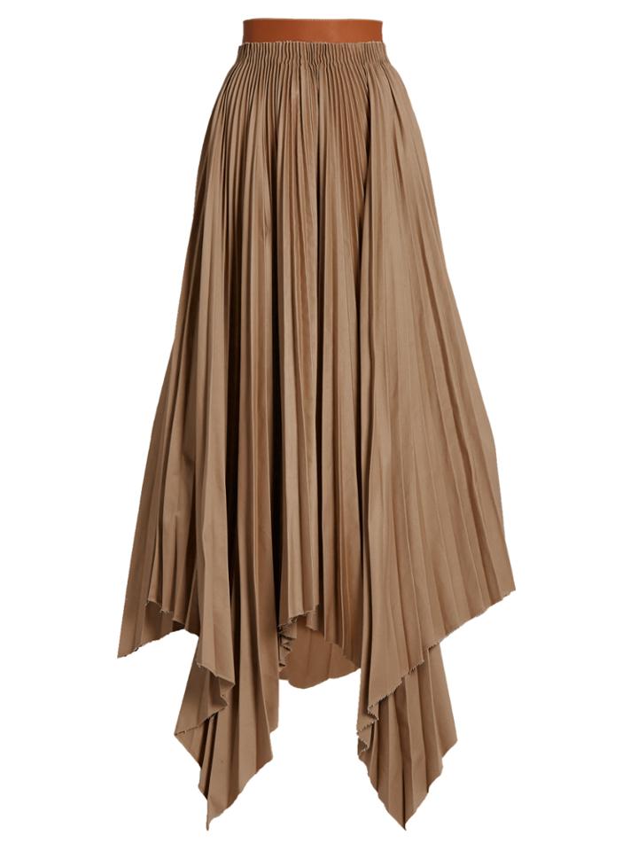 Loewe Asymmetric Pleated-cotton Skirt