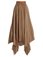 Loewe Asymmetric Pleated-cotton Skirt