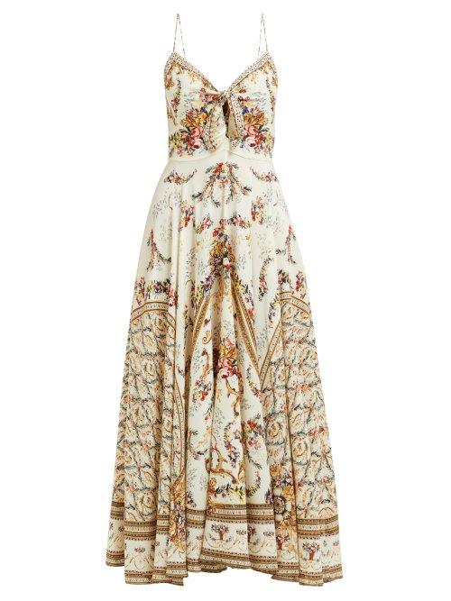 Matchesfashion.com Camilla - Olympe Ode Print Silk Dress - Womens - White Print