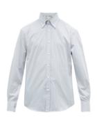 Matchesfashion.com Brunello Cucinelli - Striped Cotton Twill Oxford Shirt - Mens - Blue