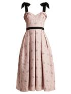 Matchesfashion.com Carolina Herrera - Floral Jacquard Pleated Midi Dress - Womens - Pink Multi