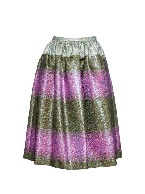 Marco De Vincenzo Metallic-striped Midi Skirt