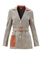 Matchesfashion.com Staud - Paprika Single-breasted Belted Checked Jacket - Womens - Beige Multi
