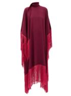 Matchesfashion.com Taller Marmo - Mrs. Ross Fringed Crepe Kaftan - Womens - Dark Pink