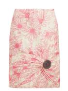 Matchesfashion.com Calvin Klein 205w39nyc - Brooch Embellished Floral Print Silk Skirt - Womens - Pink White