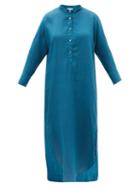 Matchesfashion.com Mes Demoiselles - Puglia Buttoned Linen Shirt Dress - Womens - Blue