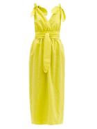Matchesfashion.com Mara Hoffman - Calypso Braided-strap Cotton-blend Dress - Womens - Yellow