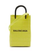 Balenciaga - Shopping Mini Croc-efffect Leather Cross-body Bag - Womens - Yellow