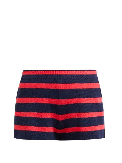 Matchesfashion.com Barrie - Summer Vibration Striped Cashmere Shorts - Womens - Navy Multi