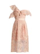 Matchesfashion.com Self-portrait - Asymmetric Floral Lace Midi Dress - Womens - Light Pink