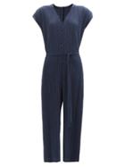 Matchesfashion.com Pleats Please Issey Miyake - Cap-sleeve Technical-pleated Jumpsuit - Womens - Navy