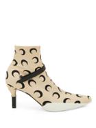 Matchesfashion.com Marine Serre - Crescent Moon Print Stretch Jersey Ankle Boots - Womens - Black Beige