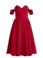 Matchesfashion.com Sara Battaglia - Off The Shoulder Crepe Dress - Womens - Burgundy