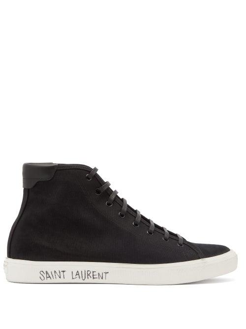 Matchesfashion.com Saint Laurent - Malibu Side-logo High-top Canvas Trainers - Mens - Black