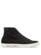 Matchesfashion.com Saint Laurent - Malibu Side-logo High-top Canvas Trainers - Mens - Black