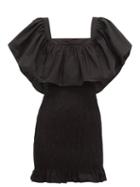 Matchesfashion.com Solid & Striped - Smocked Cotton Poplin Mini Dress - Womens - Black
