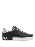Matchesfashion.com Dolce & Gabbana - Low Top Leather Logo Trainers - Mens - Black