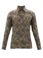 Tom Ford - Floral-print Slim-fit Long-sleeved Shirt - Mens - Brown