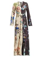 Matchesfashion.com Etro - Peggy Two Tone Floral Print Crepe Dress - Womens - Black Multi