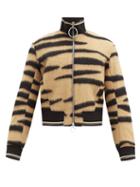Matchesfashion.com Paco Rabanne - Brushed Tiger-jacquard Wool-blend Bomber Jacket - Mens - Black Beige
