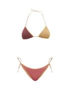 Matchesfashion.com Oseree - Lumire Two Tone Metallic Triangle Bikini - Womens - Multi