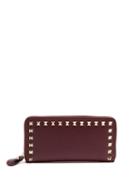 Matchesfashion.com Valentino - Rockstud Leather Continental Wallet - Womens - Burgundy