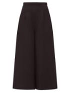 Matchesfashion.com Andrew Gn - Cropped Wide-leg Crepe Trousers - Womens - Black