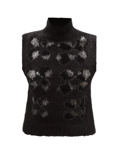 Cecilie Bahnsen - Gabriella Hortensia Sheer-knit Sleeveless Sweater - Womens - Black