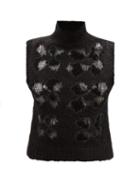 Cecilie Bahnsen - Gabriella Hortensia Sheer-knit Sleeveless Sweater - Womens - Black