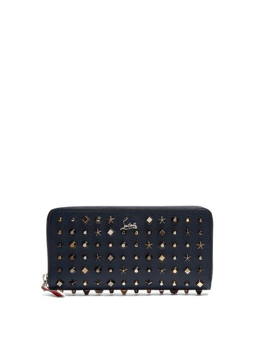 Matchesfashion.com Christian Louboutin - Panettone Embellished Zip Around Leather Wallet - Womens - Blue Multi