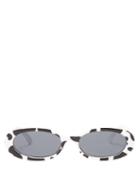 Matchesfashion.com Le Specs - Outta Love Safari Print Oval Frame Sunglasses - Womens - Black White