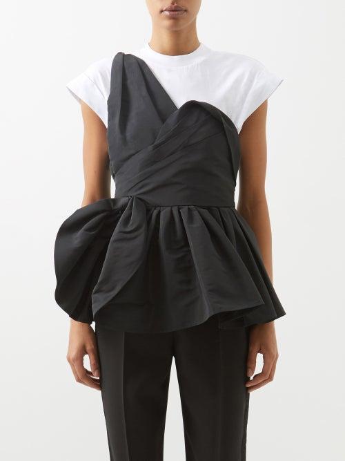 Alexander Mcqueen - One-shoulder Cotton-peplum T-shirt - Womens - Black White