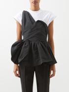 Alexander Mcqueen - One-shoulder Cotton-peplum T-shirt - Womens - Black White