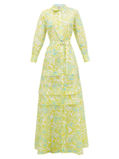 Matchesfashion.com Evi Grintela - Daisy Floral-print Cotton-poplin Maxi-dress - Womens - Yellow Print