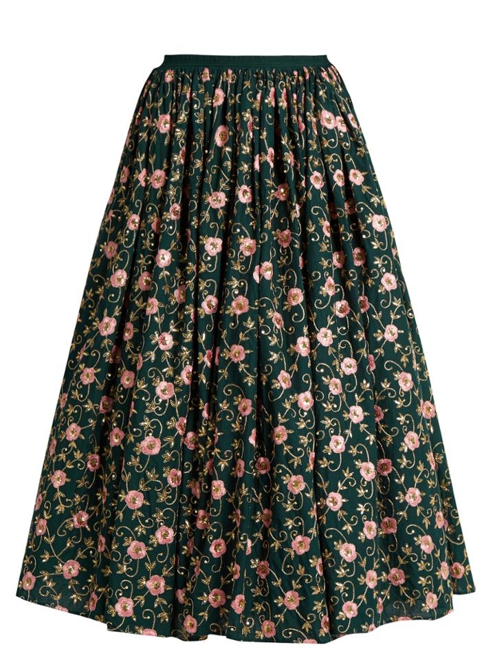 Ashish Floral-embellished Cotton Skirt
