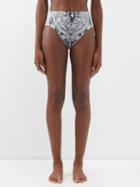 Norma Kamali - High-rise Crystal-print Bikini Briefs - Womens - Grey Print