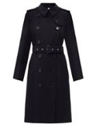 Matchesfashion.com Burberry - Kensington Felted-cashmere Trench Coat - Womens - Black