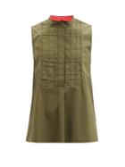 Roksanda - Hayata Stand-neck Cotton Sleeveless Top - Womens - Khaki