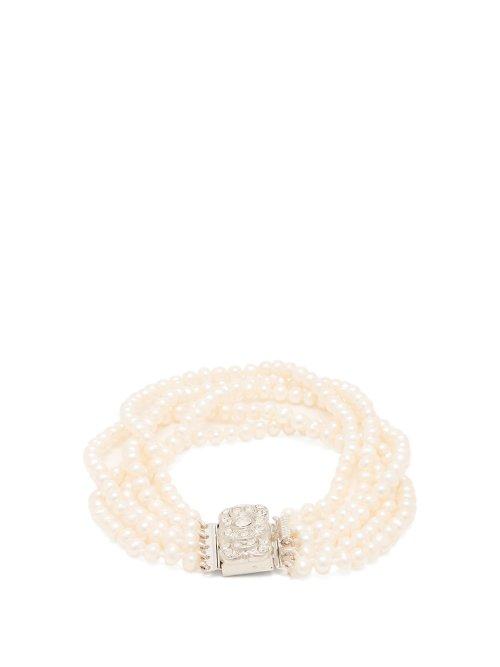 Matchesfashion.com Timeless Pearly - Crystal Embellished Faux Pearl Anklet - Womens - White