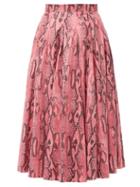Matchesfashion.com Msgm - Snake Print Jersey Midi Skirt - Womens - Pink