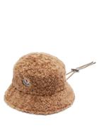 Matchesfashion.com Moncler - Toggle Ties Faux-shearling Bucket Hat - Womens - Brown
