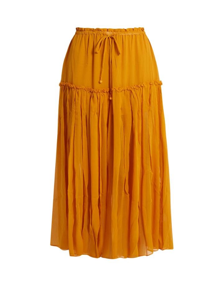 Apiece Apart Dulce Drawstring Silk-chiffon Midi Skirt