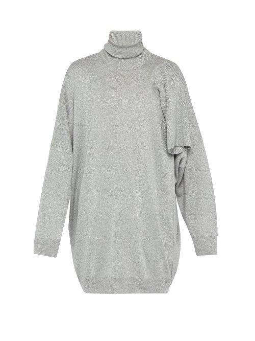 Matchesfashion.com Raf Simons - Multiple Sleeve Metallic Roll Neck Sweater - Mens - Light Grey