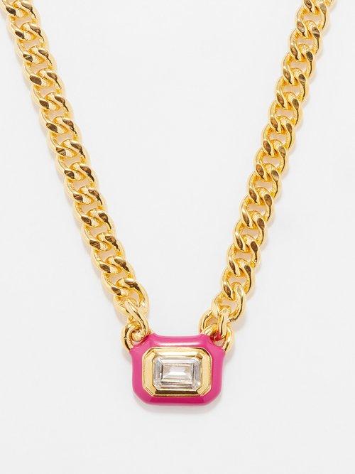 Missoma - Enamel & 18kt Recycled Gold-plated Necklace - Womens - Pink Multi
