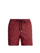 Matchesfashion.com Vilebrequin - Mahina Flocked Fish Print Swim Shorts - Mens - Red Multi