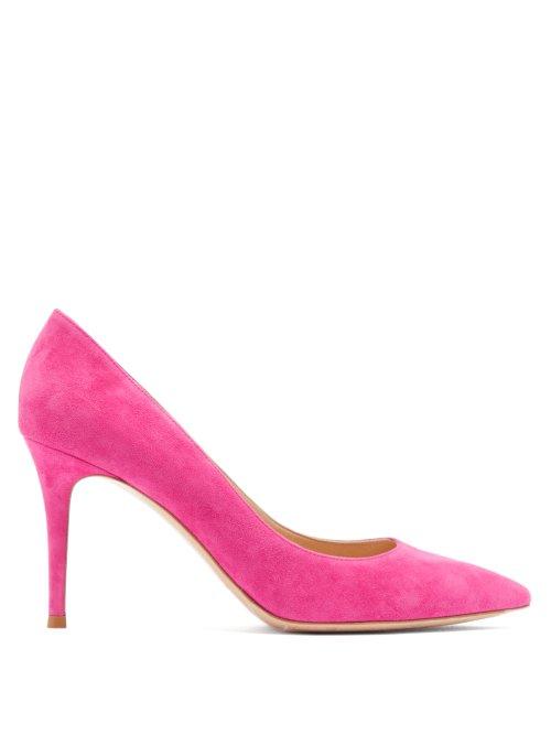 Matchesfashion.com Gianvito Rossi - Gianvito 85 Point Toe Suede Pumps - Womens - Fuchsia